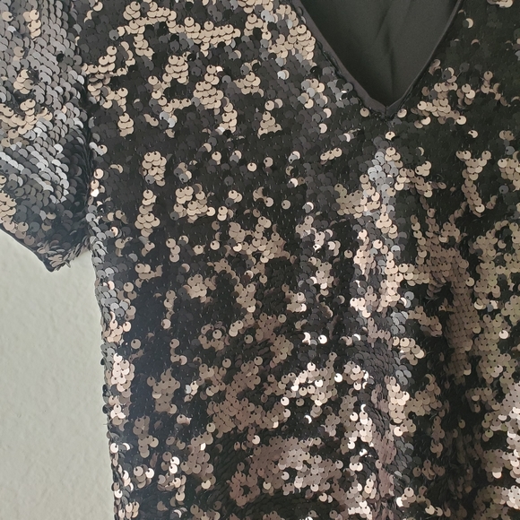 1. State Black and Gray Sequined Shift Mini Party Dress - Picture 2 of 5